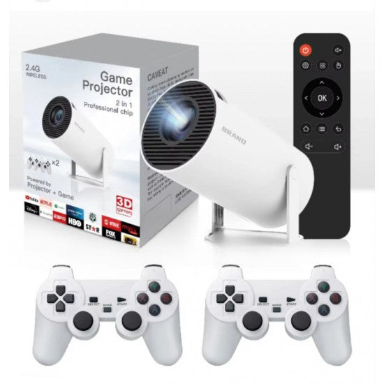 M300 Max Game Projector 4K + 2 Controllers + WiFi Bluetooth