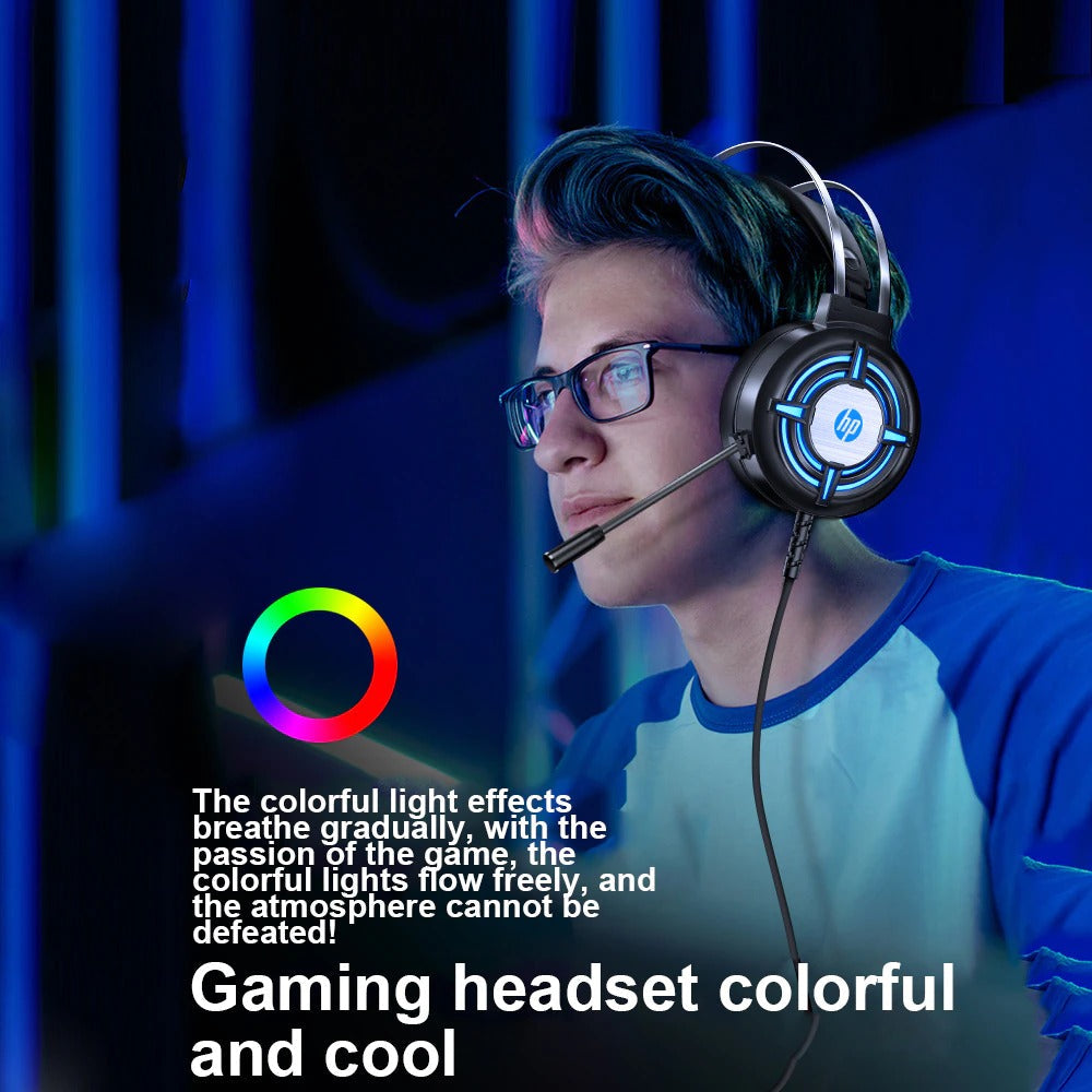 HP Gaming 7.1 Surround Stereo Headset -Colorful Light Headphones With Mic 3.5mm USB